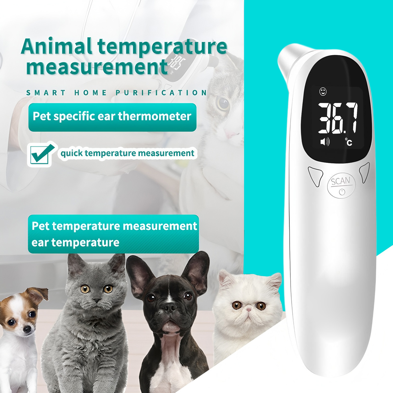 Pet Supplies Vending Machine - Cyfrowy termometr do uszu dla zwierząt,